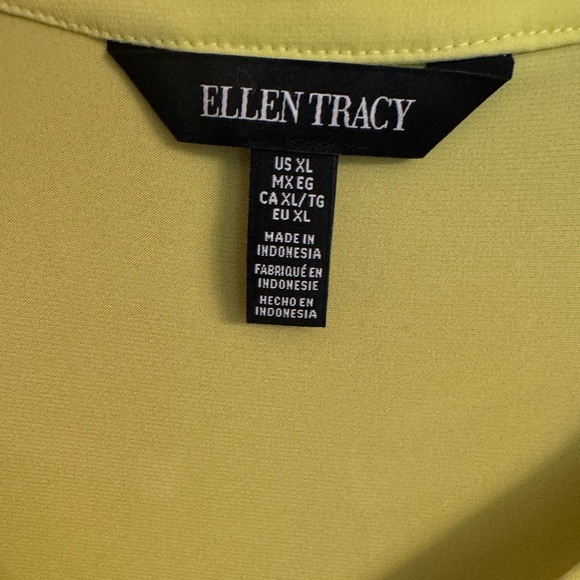 EUC women’s size XL fluorescent yellow 3/4 sleeve tunic by Ellen Tracy - Picture 3 of 13